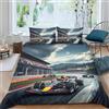 Generic Set Copripiumino Una Piazza e Mezza Auto da Corsa di Formula 1 Morbido Microfibra Biancheria da Letto Sport Estremi Stampa 3D Copripiumini 200x200 + 2 Federe 50x80 I.310