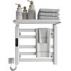 SKYLYZH Portasciugamani Elettrico, 500x500mm Radiatore da Bagno Elettrico, Radiatore Scaldasalviette, Scaldasalviette, Elettrico Portasciugamani, riscaldamento in fibra di carbonio, antracite-White Left