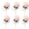 ElegZen Boutonniere da uomo, set da 6 pezzi, fiore all'occhiello per sposo, con rose in seta, per cerimonie, anniversari, fidanzamenti, cene formali, feste, fiori artificiali, decorazioni per abiti da ballo
