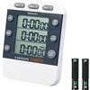 Generic Timer da Cucina Digitale Doppio, Timer di conteggio su/Giù a 3 canali, Timer di Cottura Triplo, Ampio Display, Allarme ad Alto Volume