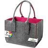 Tebewo Borsa per la spesa in feltro, grande borsa per la spesa con manico, pieghevole, borsa per il trasporto versatile