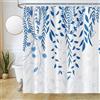 Uiiooazy Tenda Doccia Blu Navy, Tenda da Doccia Foglie Blu Acquerello Pianta Motivo Tende per Doccia Antimuffa Impermeabile Tessuto in Poliestere Lavabile Tende Vasca da Bagno con 12 Ganci 180x240cm