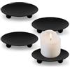 eModwey Portacandele 4 Pezzi in Piatto di Ferro Nero Portacandela in Metallo Piedistallo Ccandelabro LED e Coni di Incenso, Design Vintage Elegante, Ideale per Decorazioni Casa, Matrimoni, Spa, Feste, 7cm