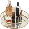 SLHEQING Vassoio Specchio Rotondo, Vassoio Portaoggetti di Metallo Vassoio da Bagno, Vassoio Decorativo Oro Porta Profumi per Vanità, Comò, Bagno, Camera da Letto (Dorato-A, 25L x 25l x 5H cm)