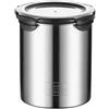 BlissfulAbode Contenitore ermetico per alimenti in acciaio inox con chiusura sottovuoto e morsetto di bloccaggio per conservare caffè, zucchero, spezie e altri alimenti secchi (900 ml)