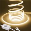 HEGEHE Striscia LED Neon Dimmerabile 220V [22M,Bianco Naturale 4000-4500K],288 LEDs/m Striscia LED Flessibile Impermeabile IP65 Tagliabile FCOB CRI90+,Design DIY,Illuminazione Decorativa per Casa