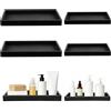 Sixfolo 4 Pezzi Vassoio da Bagno Nero in Silicone 2 Misurare Vassoio Decorativo Rettangolare Vassoi Portaoggetti da Bagno e Cucina per Gioielli Sapone Profumi Cosmetici Candele