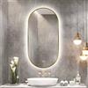 DQRMVV Specchio Da Bagno Ovale A LED, Specchio Per Il Trucco A 3 Temperature Di Colore, Specchio Illuminato Retroilluminato, Specchio Da Parete Con Cornice In Lega Di Alluminio(Size:50x80cm,Color:Oro)
