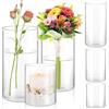 APACALI 6 Pezzi Vaso in Vetro Grande, 10/15/20cm Altezza Vaso Fiori Cilindrico, Vaso in Vetro Trasparente Rotondo Stretto, Vaso in Vetro per Orchidee, Rose, Tulipani, Erba della Pampa, Decorazione da