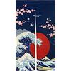 LIGICKY Tenda giapponese Noren Ukiyoe Hokusai The Great Wave Off Kanagawa Sun Cherry Blossoms stampata per il trattamento delle finestre e del ristorante, decorazione della casa, 85 x 150 cm, blu