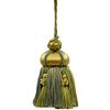 DÉCOPRO Elegante nappa a forma di chiave, realizzata a mano, 10 cm, anello da 8,5 cm, accentata con nappe a corona (stile # KTAX4) verde mare #LX04 (giallo verde, oro giallo, turchese blu) venduta