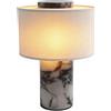 Generic Lampada da tavolo touch ricaricabile in pietra di marmo di lusso, paralume in fibra di tessuto di lino, luce decorativa dal design di fascia alta e di lusso da 10 pollici, per console, A Rechargeable