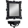 Artissimo Specchio da parete nero con console barocco anticato, 45 x 38 cm, con ripiano, decorazione da parete 3047 + Cp69