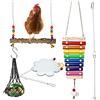 Allazone 5 Pz Giocattoli per Uccelli: Pollo Appeso Altalena, Forchetta di Frutta, Xilofono per Pappagalli