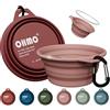 OHMO Ciotola Cane Portatile con Anello Acciaio Inox (2 pz., 400ml, Erythrinus+Corallo), Ciotola Pieghevole Silicone per Cani e Gatti, Kit Viaggio