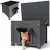BAKAJI Cuccia per Animali Domestici Grigia in Legno, Casetta per Cani e Gatti con Tetto Apribile, Casa, Esterno Interno Resistente Intemperie e Agli Agenti Atmosferici, Tettoia Asfaltata, 60x58x47cm