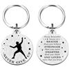 HYHYDHP Regalo di scherma per uomini e ragazzi, portachiavi con scritta Never Give Up Fencing, in acciaio inox, con incisione laser, regalo per schermatori, atleti, duellanti e amanti della spada