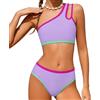 Generico Bikini Bambina Due Pezzi con Top Monospalla E Slip Abbinato, Bikini Ragazza - Costumi da Bagno Ragazza Abbigliamento Mare per Bambine e Adolescenti