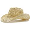 Takingup Cappello da Cowboy in Paglia Intrecciata a Mano Cappelli da Cowgirl Cappello Scavato con Visiera arrotolata da 7 cm Traspirante Estivo Western (56-58 cm), Cappelli da Cowboy per Donna