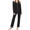 JSTHHTT Pigiami da Donna in Raso Pigiama Donna Due Pezzi Pigiama con Bottoni Seta Morbido Scollo V Aperto Davanti e Pantaloni Borse Laterali, Pigiama Donna Maniche Lunghe Set, Pigiama Mezza Stagione
