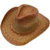OUTLETISSIMO® Cappello da Cowboy in Paglia Colore Cognac e Marrone Sfumato per Donna e Uomo - Cappello Western Estivo Traforato a Tesa Larga per Spiaggia e Viaggi V025