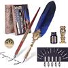 AOMAYLL Piume Penne Stilografiche,Penna Piuma,Quill Penna Set con 17 Pennini di Ricambio, Set per calligrafia per principianti e professionisti.