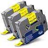Labelwell 3x Nastri per Etichette 9mm Compatibili per Brother TZe-621 TZe621 TZ-621 Nastri per Etichette Nero su Giallo Laminato TZ per Brother P-Touch H105 H107B H110 H100LB D400 H500 1000 P710BT