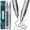 Artistro 2 pennarelli permanenti argento - Pennarello impermeabile per pneumatici, tessuto, pietre, vetro, ceramica, legno, carta, set di penne a base di olio - punta extra fine 0,7 mm