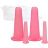 Amotorfly Set di coppette in silicone per il viso, coppette in silicone, 4 pezzi, massaggiatore per gli occhi con sacchetto di conservazione, strumenti per il massaggio della coppetta