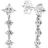 PANDORA Timeless Orecchini a bottone brillanti rotondi e quadrati in argento Sterling con zirconi trasparenti, Orecchini Pendenti