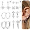 JeweBella 7 Paia Set Orecchini Donna Acciaio Chirurgico Inossidabile, Piercing Helix Conch Trago Cartilagine Orecchini Piercing Orecchie Orecchini Piatti Dietro Anallergici Donna Oro Argento