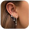 SIXDUTON 6Pcs Set Orecchini Donna, Placcati in Oro 18K Orecchini Cerchio Piccoli Anallergici Orecchini a Bottone Brillante Piercing Orecchini Helix Cartilagine Orecchini (B-Argento)