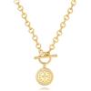 KOOUNUATA Collana a Catena con Croce e Moneta a Goccia d'Acqua Anelli Chunky in Oro 18K per Donna Con Chiusura a Moschettone Gioielli per Sovrapposizione