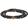 COAI Bracciale Collana Unisex con 108 Perle Mala in Occhio di Tigre Rosso e Ossidiana, Bracciale Tibetano da Preghiera con Inserto Testa del Buddha