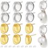 BENECREAT Kit di 52 componenti per la creazione di orecchini, Perni Posteriori Piatti Placcati In Oro 18K per Gioielli Fai Da Te, Componenti In Ottone Da 11.5x10mm con Dadi per Orecchini In Plastica