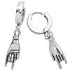 Beloved Orecchini Basic con Charm Pendente in acciaio - adatto a lobi forati - Chiusura a scatto (Silver, Corna)