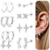 JeweBella 7 Paia Set Orecchini Donna Acciaio Chirurgico Inossidabile, Piercing Helix Conch Trago Cartilagine Orecchini Piercing Orecchie Orecchini Piatti Dietro Anallergici Donna Oro Argento