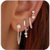 SIXDUTON 4 Paia Orecchini Donna Oro Placcato 14K Orecchini a Cerchio Anallergici Cerchio Argento Set Piercing Helix Trago per Multi Piercings (Argento)