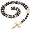 JewelryWe Gioielli Collana da Uomo Donna in Acciaio Inossidabile e Gomma, Ciondolo di Croce Gesu', 26 Polici, Colore Oro Nero (con Borsa Regalo)