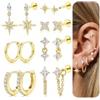 JeweBella 7 Paia Set Orecchini Donna Acciaio Chirurgico Inossidabile, Piercing Helix Conch Trago Cartilagine Orecchini Piercing Orecchie Orecchini Piatti Dietro Anallergici Donna Oro Argento