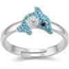 FIVE-D Anello per bambini e ragazze, in argento Sterling 925 con delfino, 1.5 cm, Argento sterling, Cristalli