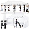 COBIZI Gazebo 3x6,Esterno Resistente con Parete Laterale e Sacchi di Sabbia,Esterno Pieghevole Impermeabile Gazebos da Giardino,Tendone Padiglione Pop Up per Feste Campeggio (3 per 6m Bianco)