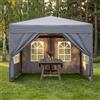 UISEBRT Gazebo pop-up stabile, impermeabile, resistente all'inverno, anti-UV, 2,5 x 2,5 m, gazebo pieghevole con 4 pannelli laterali, 3 altezze regolabili, 240-260 cm, tenda da giardino pieghevole