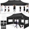 COBIZI Gazebo 3x6,Esterno Resistente con Parete Laterale e Sacchi di Sabbia,Esterno Pieghevole Impermeabile Gazebos da Giardino,Tendone Padiglione Pop Up per Feste Campeggio (3 per 6m Nero)
