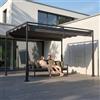 UISEBRT Pergola in metallo, 3 x 4 m, impermeabile, stabile, resistente all'inverno, gazebo con tetto a lamelle, tettoia parasole autoportante, con tetto scorrevole, per giardini e terrazze, nero