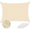 HHOOMY Tendalino parasole a vela impermeabile rettangolare UV Block baldacchino perfetto per patio cortile prato giardino attività all'aperto con corda libera (3m x 4m, Beige)
