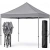 BRICOZONE Gazebo Professionale 3x3 Metri Pieghevole Impermeabile Struttura In Acciaio Rinforzata Telo Oxford 1200D PVC Protezione UV Sacche Zavorra Picchetti Corde E Borsa Custodia Giardino (Grigio)