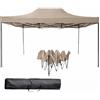 BRICOZONE Gazebo Professionale 3x4.5 Metri Pieghevole Impermeabile Con Struttura In Acciaio Rinforzata Telo Oxford 1200D PVC Protezione UV Con Sacche Zavorra Picchetti Corde E Borsa Custodia (Tortora)