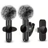 SWZYOR Microfono lavalier wireless con copertura antivento Mini microfono per registrazione audio video per iPhone Microfono per telefono cellulare Android