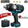 Gisam Gami 3100N.M Chiave a percussione elettrica senza spazzole dinamometrica Chiave elettrica a batteria da 3/4 pollici Utensile elettrico compatibile Batteria Makita 18V